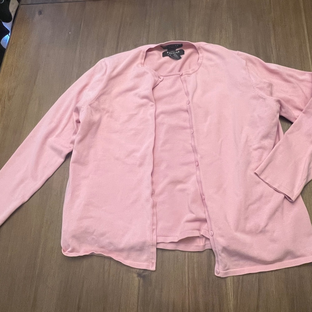 Pink Button-Down Cardigan set